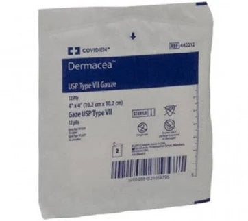 Dermacea, USP Type VII Gauze 12Ply 4"x4" 2 Per/Pack 54Packs/Box