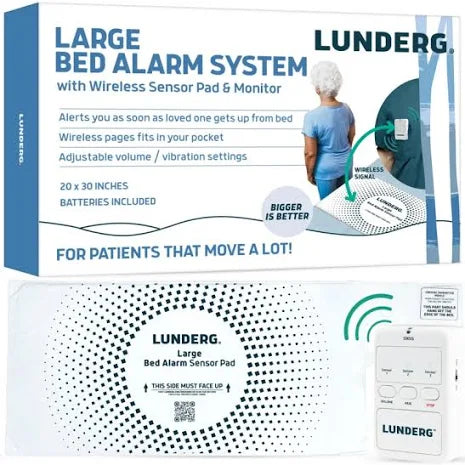Lunderg Bed Alarm System w/ 20"x30" Wireless Sensor Pad & Monitor, Large, 1/Box