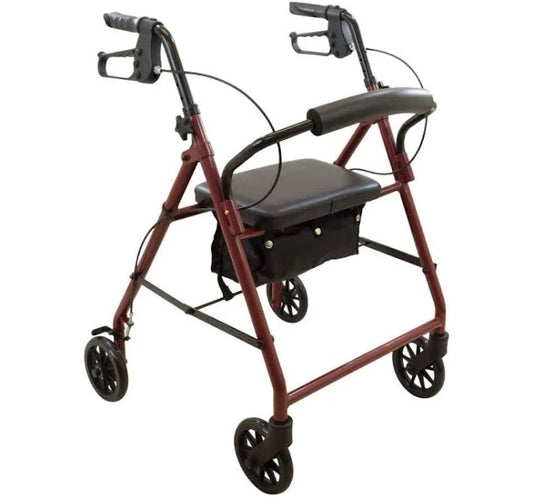 Steel Rollator, 13" Seat, 6" Wheels, Burgundy, Used, 1/Ea
