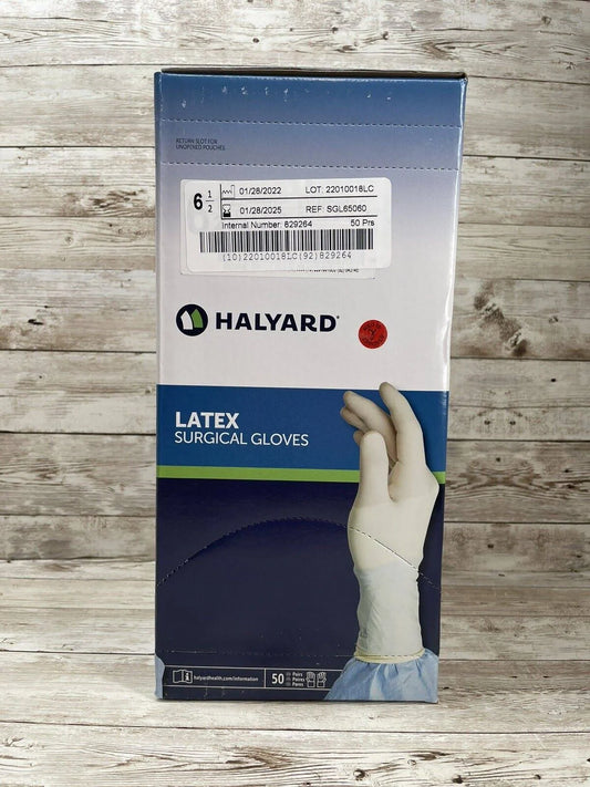 Surgical Gloves, Latex, Size 6.5, 50 Pairs/Box