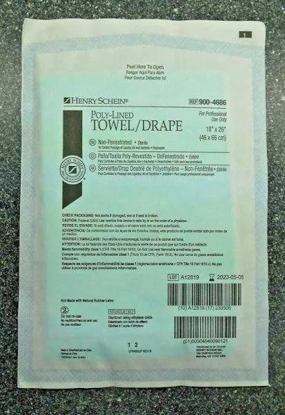 Poly-Lined Towel/Drape, Fenestrated 18" x 26", 250/Box