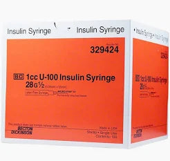 Insulin Syringe 1mL, Micro-Fine IV Needle, 28G x 1/2", Sterile, 500/Case