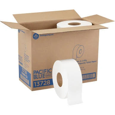 Pacific Blue Select Toilet Paper, Jumbo Jr. 2-Ply High Capacity, White, 3.5" x 1000', 8 Rolls/Box