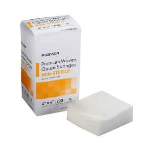 Gauze Sponge 4" x 4" 8-Ply Cotton, Non Sterile, 200/Pack