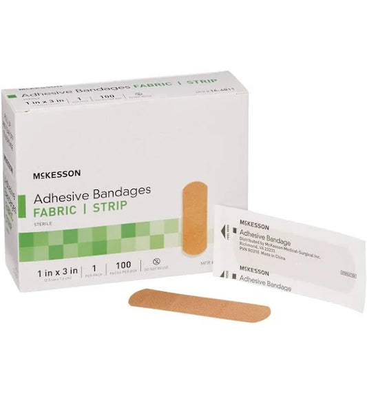 Fabric Adhesive Bandages, 1" x 3", Sterile, 100/Box