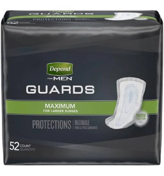 Depend Guards for Men, Maximum Protection, 52/Pack