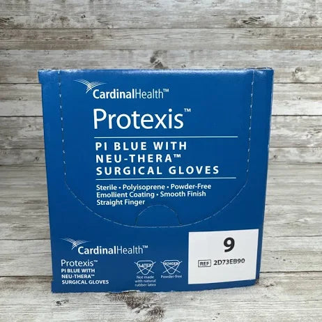 Protexis PI Blue w/Neu-Thera Surgical Gloves Sz. 9, Sterile, 50/ Pair