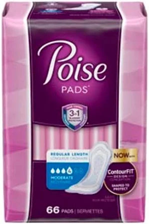 Poise Fresh Protection Pads, 4  Moderate Regular, 66 Pads/Bag