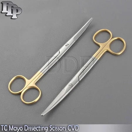 Mayo Dissecting Scissors, 6 3/4" Curved, Fine T. C. Rounded Blades, Each