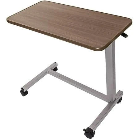 Adjustable Overbed Bedside Table w/Wheels, 1/Each