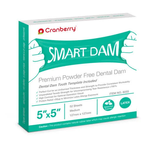 SmartDam Latex Dental Dam, 5"x5", Non-Scented, 52/Box