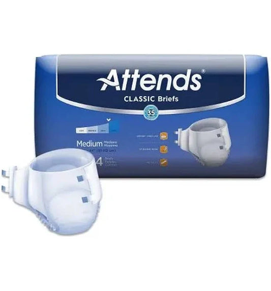 Classic Disposable Briefs, Heavy Absorbency, Medium, 24/Pack