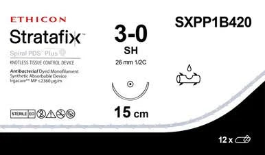 Stratafix Suture Spiral PDS Plus Knotless Tissue 3-0, 6" Taper SH, 12/Box