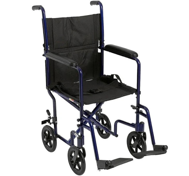 Transport Wheelchair 19" Seat, Fly Weight Series, Blue, 1/Ea