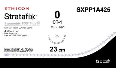 Stratafix Suture Symmetric PDS Plus Knotless Tissue 0, 9" Taper CT-1, 12/Box