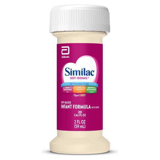 Similac Soy Isomil Soy-Based Infant Formula w/Iron, Ready to Feed, 2fl oz. Bottles, 48/Case