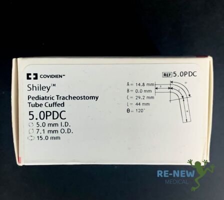 Shiley Pediatric Tracheostomy Tube Cuffed, 5.0mm I.D., 7.1mm O.D., 15mm, 1/Box