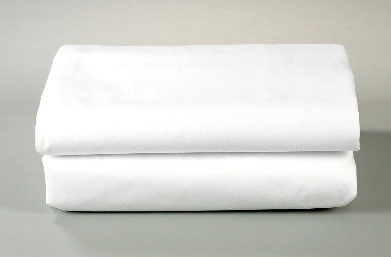 Flat Sheet 50% Poly/50% Cotton, No Iron Percale, 66" x 108", White, 12/Box