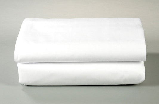 Flat Sheet 50% Poly/50% Cotton, No Iron Percale, 66" x 108", White, 12/Box