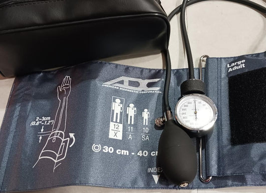 Adcuff Reusable Blood Pressure Cuff w/Sphygmomanometer, Large Adult, 30-40cm, w/Zipper Pouch