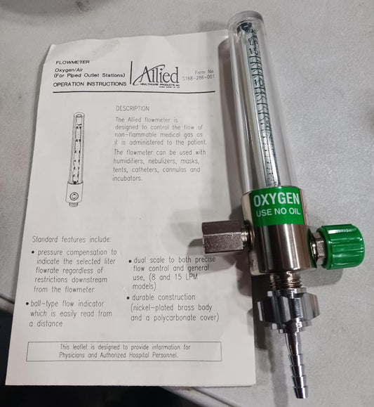 O2/H2O Flowmeter (For Piped Outlet Stations), Chrome, 1/Ea