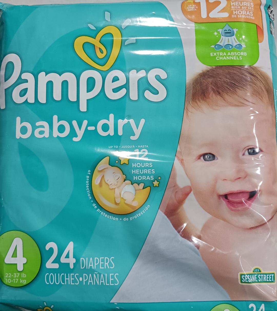 Pampers Baby-Dry Diapers, Size 4, 22-37lbs., 24/Pack