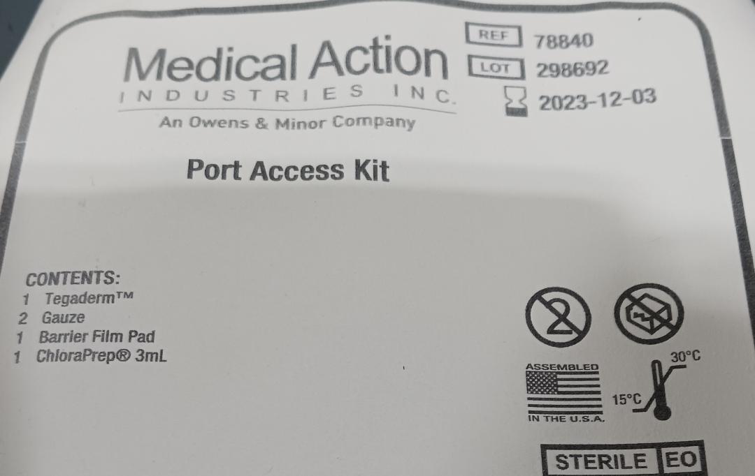 Port Access Kit w/Tegaderm & Chloraprep, Sterile, Expired/Discounted, 20/Box