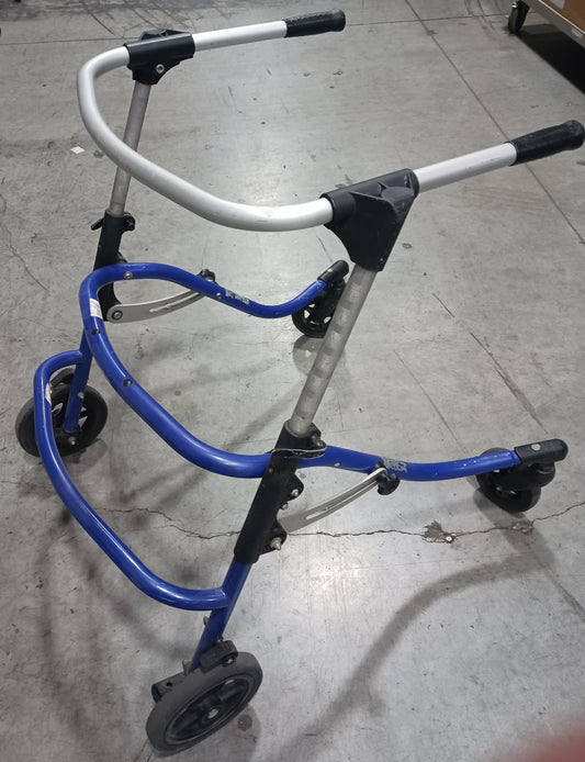 Folding Walker w/Wheels, Blue, Used, 1/Ea