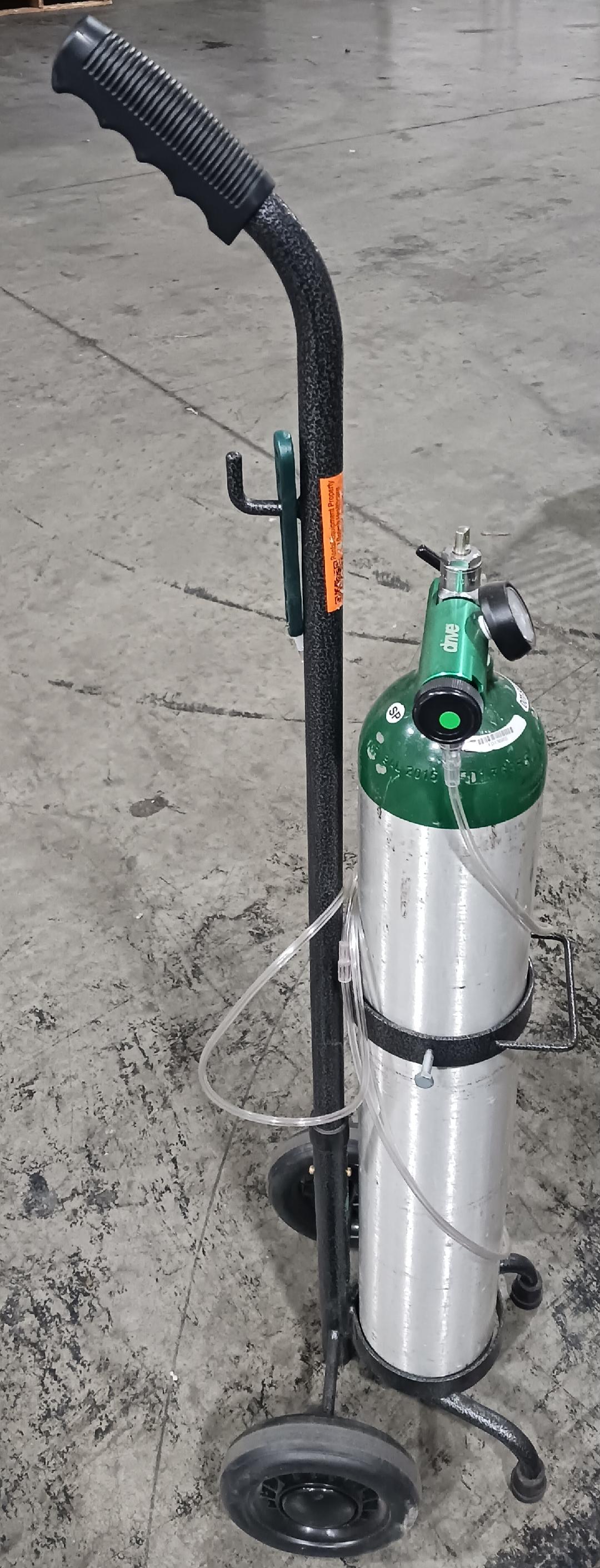 Medical Oxygen Cylinder, Compressed USP, UN1072, 24 cu ft., w/2-Wheeled Cart, Used/Empty