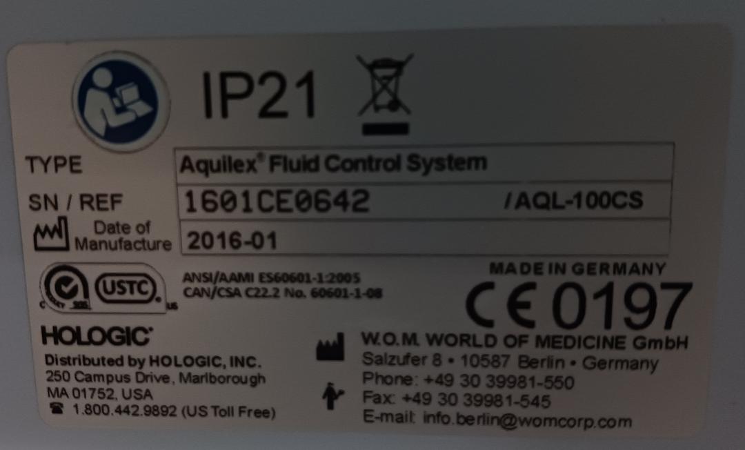 Aquilex Fluid Control System w/Hysteroscopic Tissue Removal Control Unit on Rolling Stand - 1723743