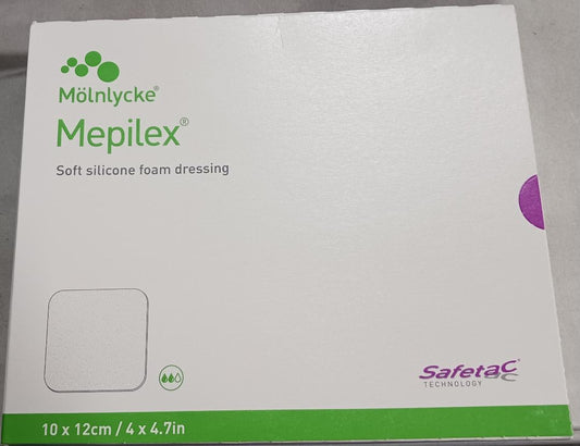 Mepilex Soft Silicone Foam Dressing, 4" x 4.7", Sterile, 5/Box