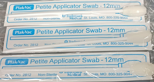 Plak-Vac Petite Applicator Swab, 12mm, Individually Wrapped, Non-Sterile, 90/Box