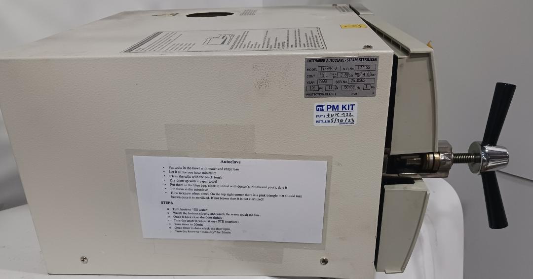 Tuttnauer Valueklave Autoclave-Steam Sterilizer, Used/Untested