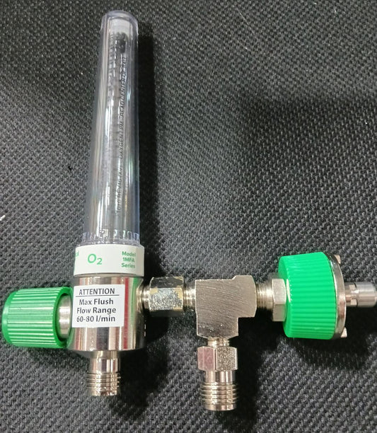 O2 Flowmeter w/Power Take Off, 1MFA Series, Chrome, 1/Ea