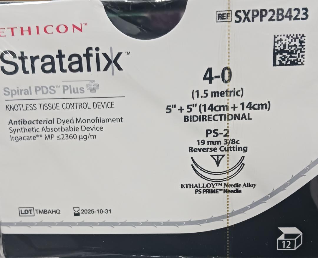 4-0 Stratafix Spiral PDS Plus Knotless Tissue Control Device, 5" + 5", PS-2 Reverse Cutting, Expired/Discounted ,12/Box