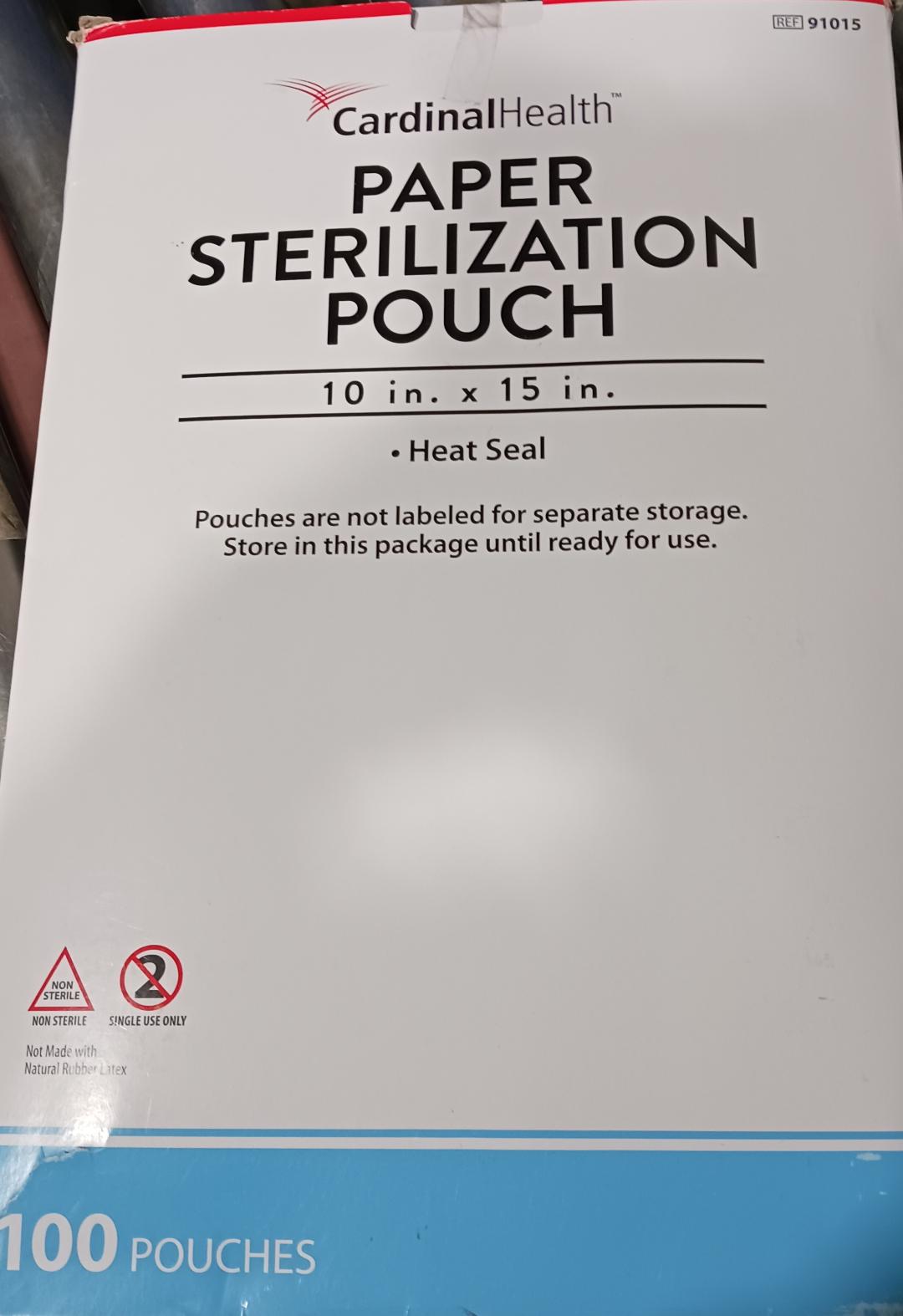 Paper Sterilization Pouch Heat Seal 10" x 15", 100 Pouches/Box