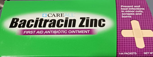 CareAll Bacitracin Zinc First Aid Antibiotic Ointment, 0.9gm Packets, 144/Box