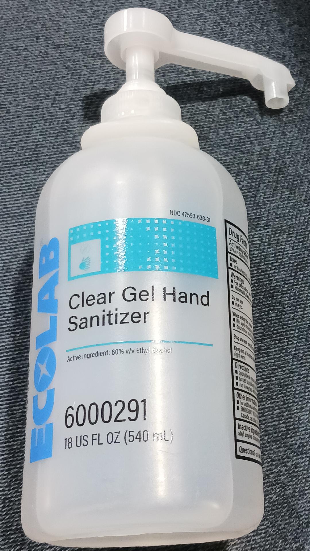 Clear Gel Hand Sanitizer, 18fl oz., 1/ea