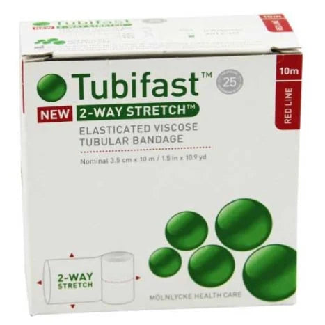 Molnlycke Tubifast Two Way Stretch Tubular Bandage, Red Line 10m 1.5"x 10.9yds, 1/Box