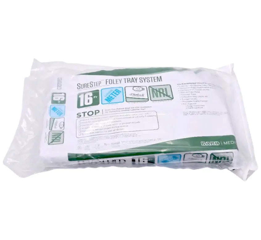 SureStep Foley Catheter Tray, 16 Fr, 350ml Urine Meter, Sterile, 10/Case