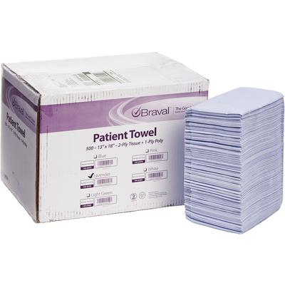 Patient Towels Poly-Backed Bibs – 18&quot; x 13&quot;, 500/Pkg.