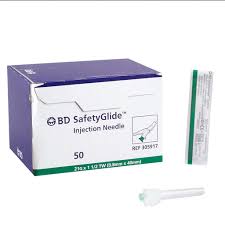 BD SafetyGlide Injection Needle 21g x 1", Sterile 50/Box